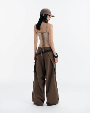 BUNNYHILL - P-B137 ARCHER PANTS 拼接垂片長褲