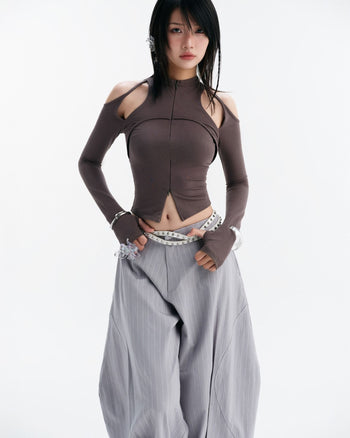 BUNNYHILL - T-B163 CASPIAN LONG SLEEVE TOP 高領鏤背上衣 (灰色)