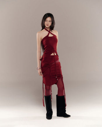 BUNNYHILL - V-B06 CHERIE HALTER TOP 露背交叉吊帶背心 (紅色)