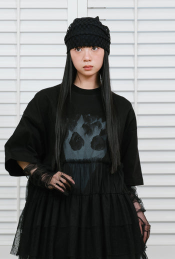 NICEGHOSTCLUB - ffats dot mesh turban beanie [黑色] AC-N67