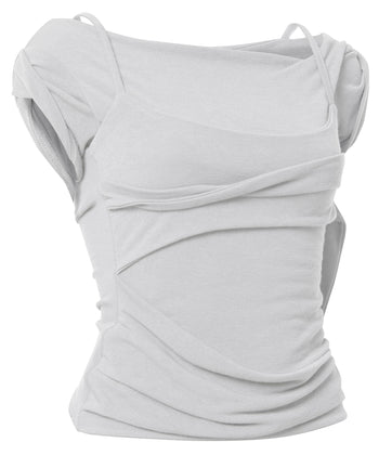 FLARE UP - Layered Bustier T-Shirt 疊層胸衣T卹 T-F1090 (白色)