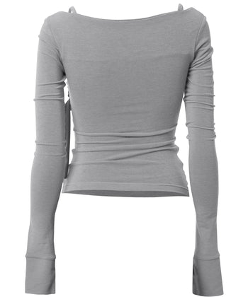 FLARE UP - Layered Bustier Long Sleeve 多層胸衣長袖 T-F1099 (灰色)