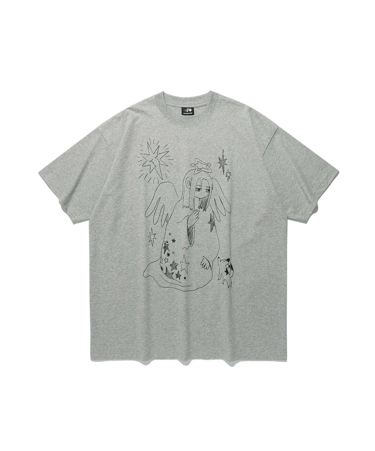 NICEGHOSTCLUB -  praying angel big big tee [灰色] T-N1034