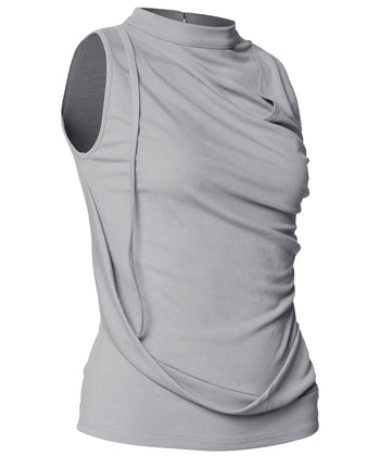 FLARE UP - Draped Sleeveless Top 垂褶無袖上衣 T-F1097 (灰色)