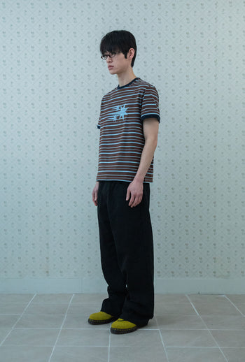 NICEGHOSTCLUB - STRIPE 3STAR BASIC RINGER TEE 條紋滾邊T恤 [棕色] T-N224