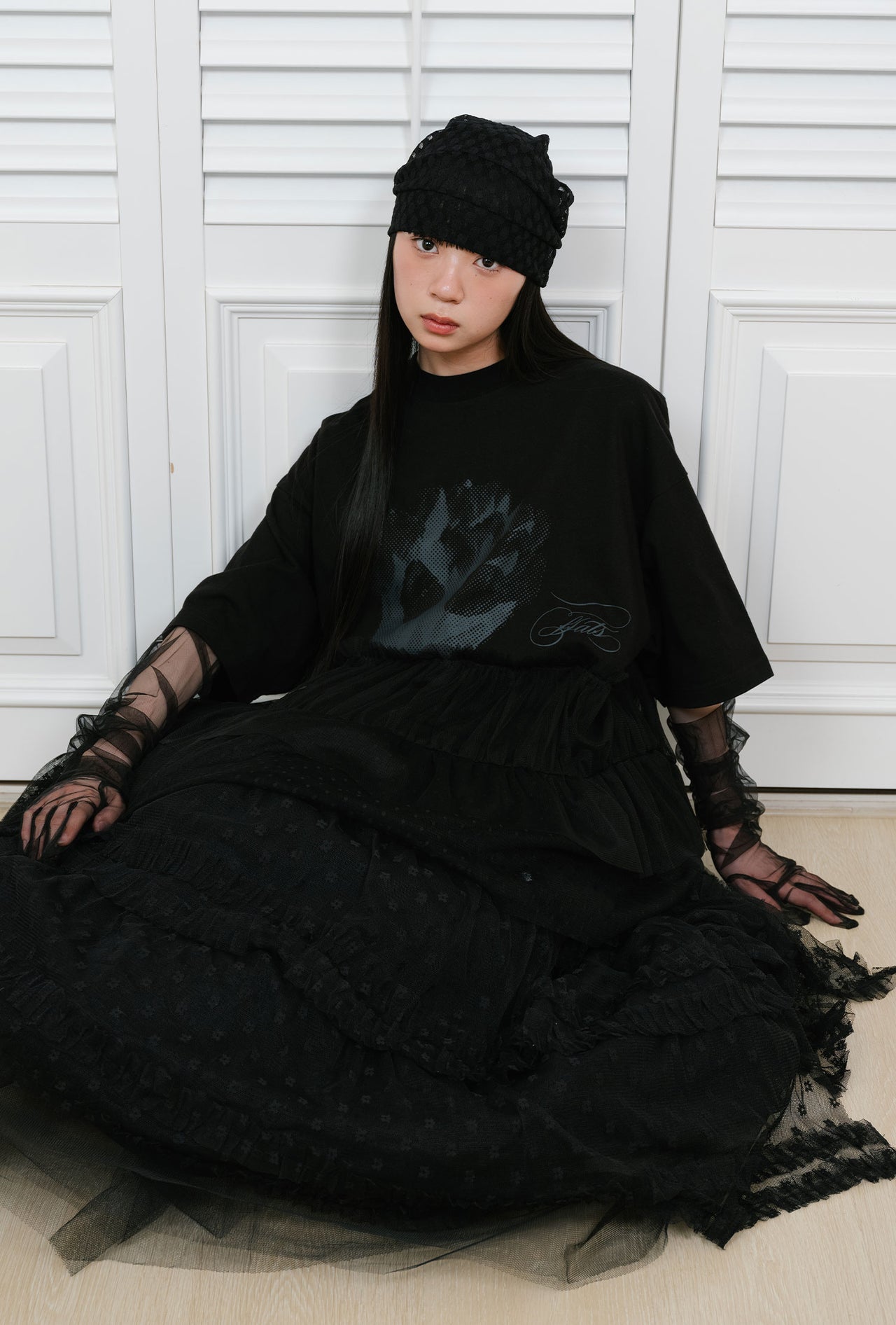 NICEGHOSTCLUB - ffats dot mesh turban beanie [黑色] AC-N67