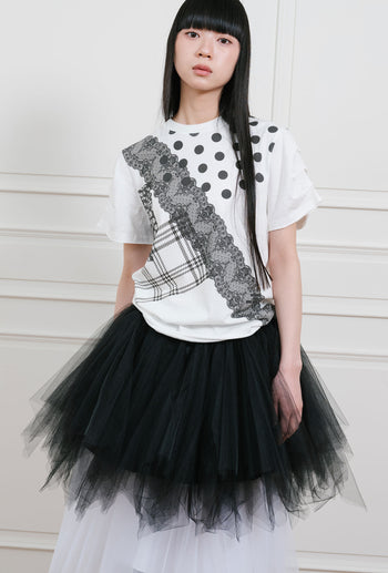 NICEGHOSTCLUB - ffats mix pattern tee [白色] T-N1038