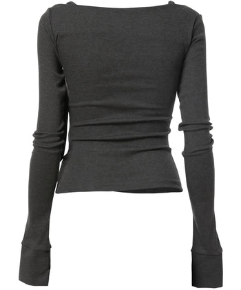 FLARE UP - Layered Bustier Long Sleeve 多層胸衣長袖 T-F1099 (炭灰色)