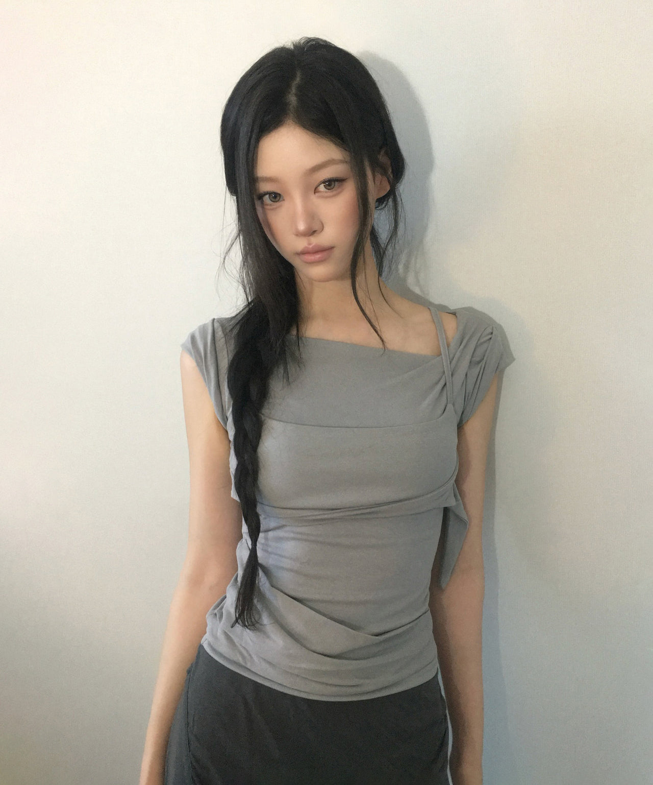 FLARE UP - Layered Bustier T-Shirt 疊層胸衣T卹 T-F1090 (灰色)