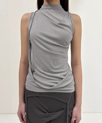 FLARE UP - Draped Sleeveless Top 垂褶無袖上衣 T-F1097 (灰色)