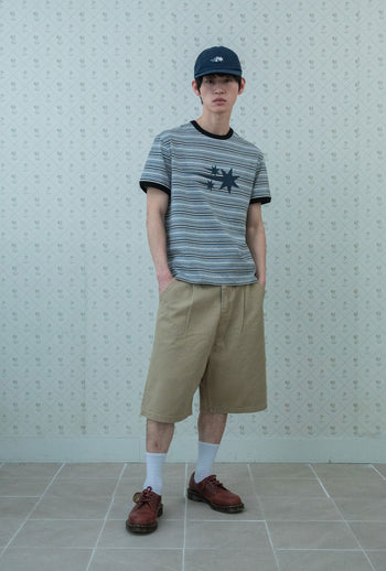 NICEGHOSTCLUB - STRIPE 3STAR BASIC RINGER TEE 條紋滾邊T恤 [灰色] T-N224