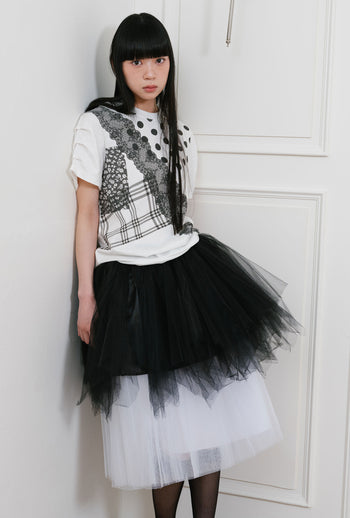 NICEGHOSTCLUB - ffats mix pattern tee [白色] T-N1038