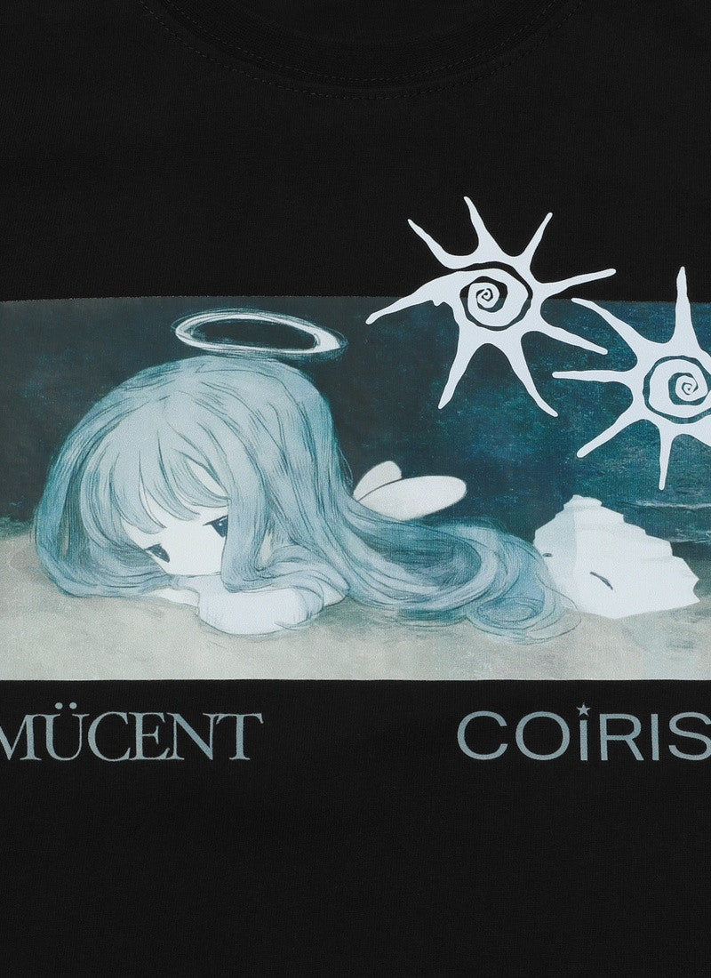 MUCENT X COIRIS ARIEL SIDE LEATHER PATCH HALF T (黑色）T-C1040