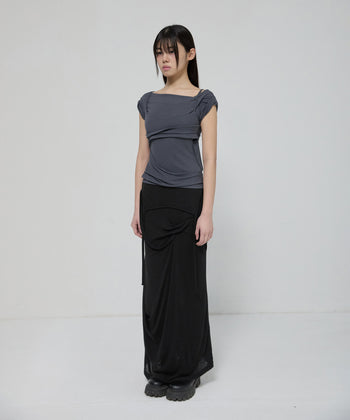 FLARE UP - Layered Bustier T-Shirt 疊層胸衣T卹 T-F1090 (深灰色)