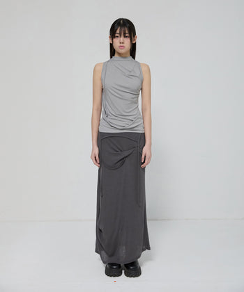 FLARE UP - Draped Sleeveless Top 垂褶無袖上衣 T-F1097 (灰色)