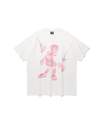 NICEGHOSTCLUB -  star shoes girl big big tee [白色] T-N1035