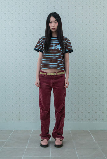 NICEGHOSTCLUB - STRIPE 3STAR BASIC RINGER TEE 條紋滾邊T恤 [棕色] T-N224
