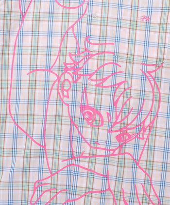 NICEGHOSTCLUB angel check big big half shirt 天使格紋大半身襯衫(粉色) T-N214