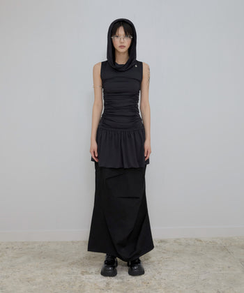 FLARE UP - Hooded High Neck Dress 連帽高領連身裙 P-F214 (黑色)