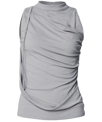 FLARE UP - Draped Sleeveless Top 垂褶無袖上衣 T-F1097 (灰色)