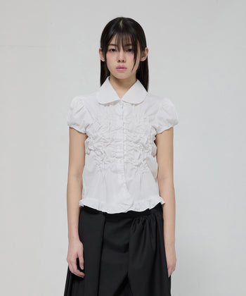 FLARE UP -  Cloud Puff Blouse 雲朵泡泡袖襯衫 T-F1094 (白色)