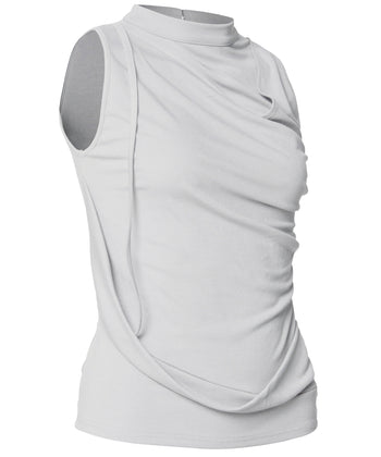 FLARE UP - Draped Sleeveless Top 垂褶無袖上衣 T-F1097 (白色)