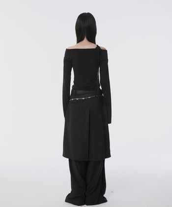 FLARE UP - Pleats Midi Skirt 褶襉中長裙 P-F215 (黑色)