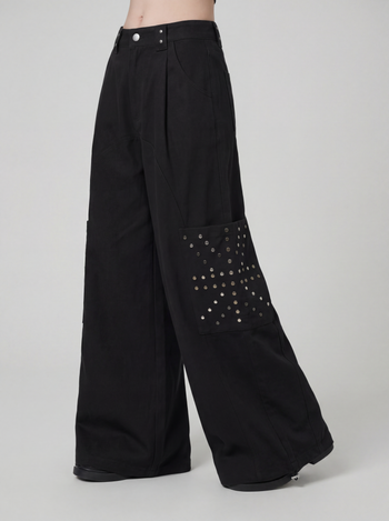 【GUBAN】P-M125 鉚釘闊腿口袋工裝褲