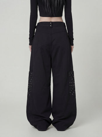 【GUBAN】P-M125 鉚釘闊腿口袋工裝褲