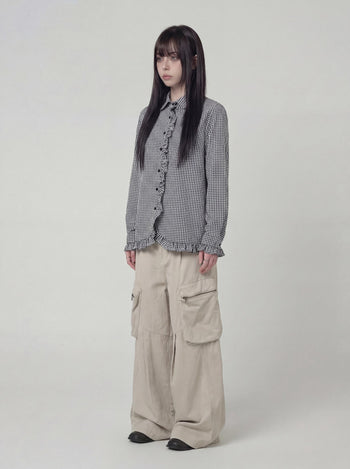 【GUBAN】P-C126 復古口袋闊腿工裝休閒褲