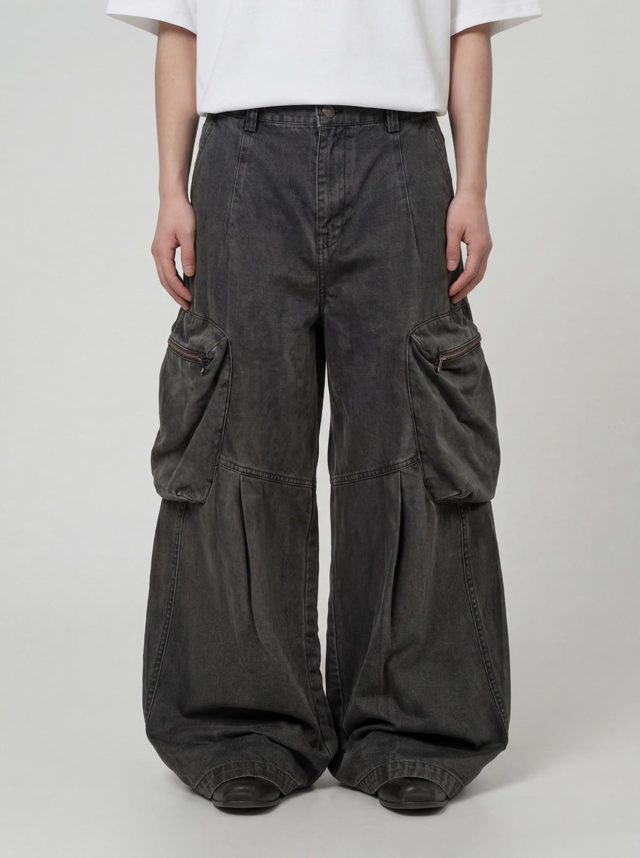 【GUBAN】P-C126 復古口袋闊腿工裝休閒褲