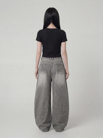 【GUBAN】P-D127 多色廓形水洗闊腿baggy牛仔褲