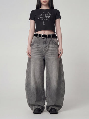 【GUBAN】P-D127 多色廓形水洗闊腿baggy牛仔褲