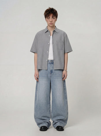 【GUBAN】P-D127 多色廓形水洗闊腿baggy牛仔褲