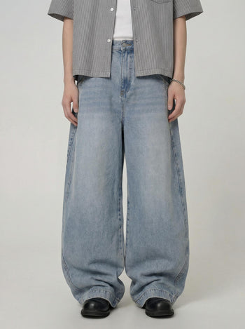 【GUBAN】P-D127 多色廓形水洗闊腿baggy牛仔褲