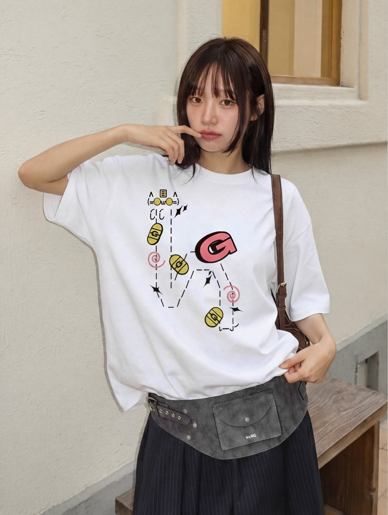 T-C188 顏文字金幣臘腸貓 短袖