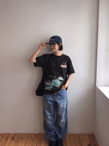 T-M201 日系Y2K動漫天使 短袖 (黑色)