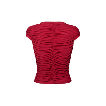 IUE STUDIO-T-U205  RUCHE IN RED WAVY TOP