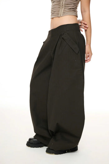 IUE STUDIO- P-U152 BLACK BAMBOO" BAGGY PANTS