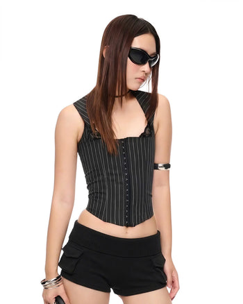 IUE STUDIO - BLACK “METANORIE" CORSET T-U1048