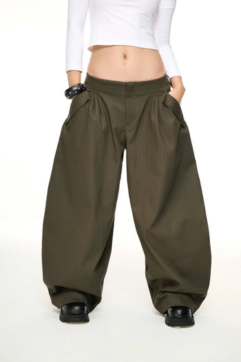 IUE STUDIO- P-U151 MATCHA CROISSANT  BAGGY PANTS