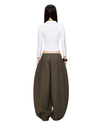 IUE STUDIO- P-U151 MATCHA CROISSANT  BAGGY PANTS