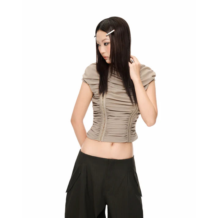 IUE STUDIO-T-U206 RUCHE WAVY TOP
