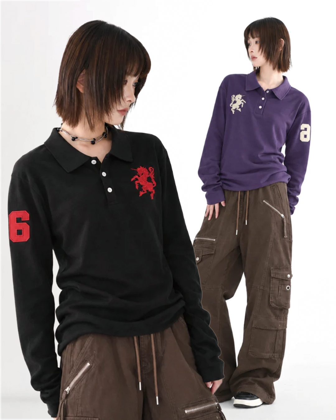 小馬刺繡翻領polo長袖 T-U1155